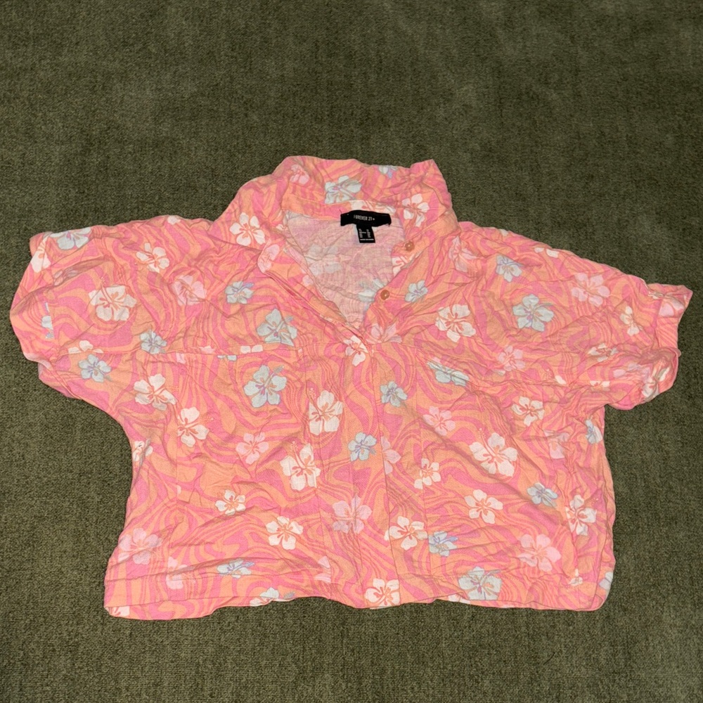 Pink Floral Button-Up Shirt